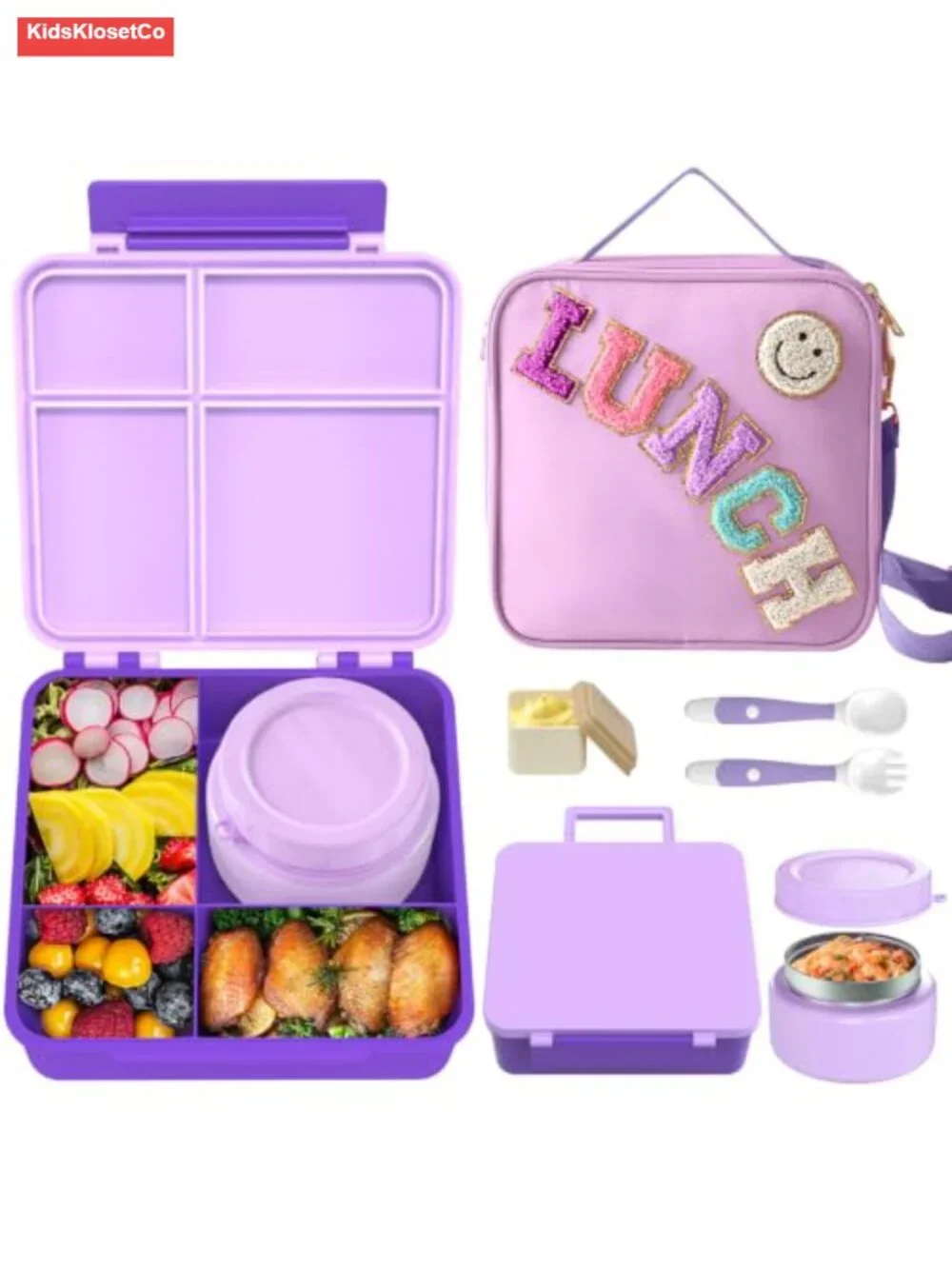 Kids Bento Lunch Box Set with Insulated Bag Thermo Jar Food Grade Plastic